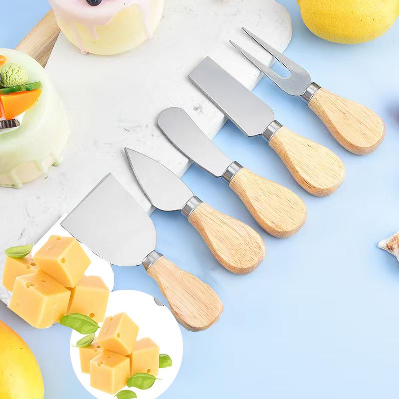 Stainless Steel Cheese Knife Set with Wooden Handle