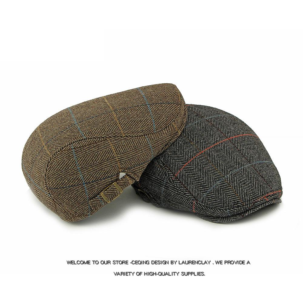 Autumn Winter Velvet Warm Peaked Cap Men's Wool Beret British Vintage Middle-Aged and Elderly Forward Cap