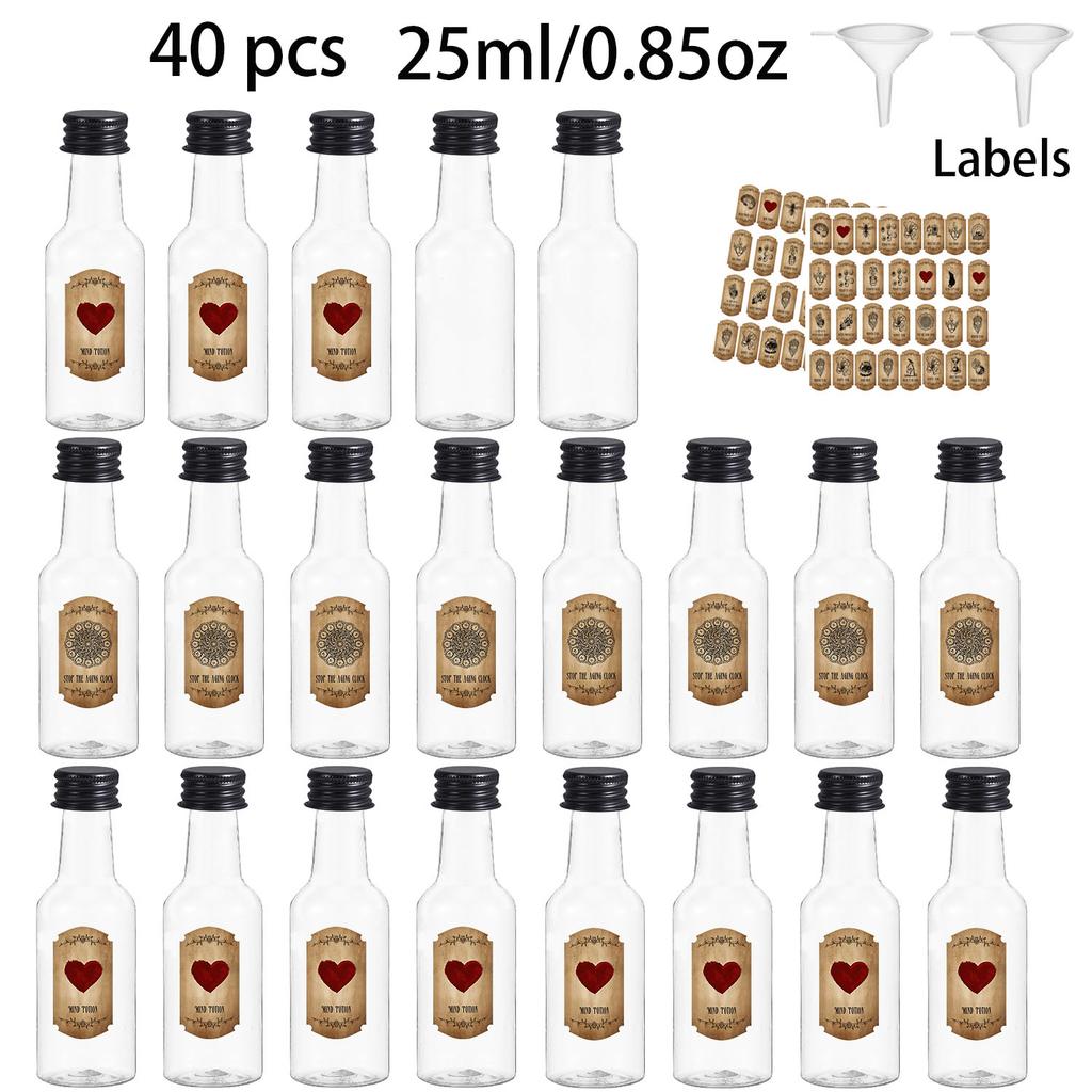 40pcs Halloween Mini Bottle,clear,Plastic,with caps,Labels,Gifts for Family & Friends,Halloween Parties,Indoor Decor,party favor
