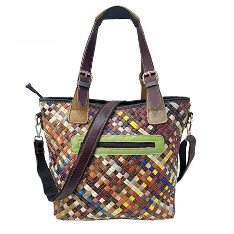 Bag Sheepskin Style Retro Hand-Woven Colored Handbag Messenger Bag Handbag