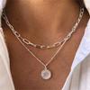 Vintage Geometryczny Wisiorek Naszyjnik dla Kobiet Szczęśliwe Złe Oczy Dłoń Krzyż Perła Cyrkon Wielowarstwowy Metalowy Łańcuszek Choker Biżuteria