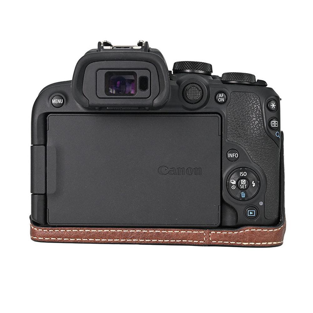 R10 Skóra Litchi PU Skóra Półetui na Aparat do Canon EOS R10 Dolny Otwór Magnetyczne Pokrycie