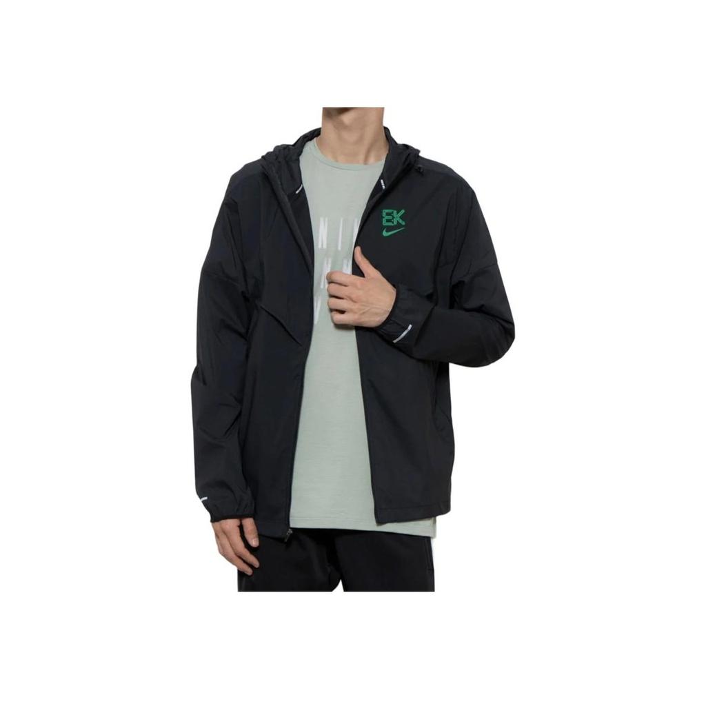 Nike Logo Print Stehkragen Reißverschluss Langarm Wasserdicht Atmungsaktiv Jacke Herren Jacken Schwarz FV9607-010