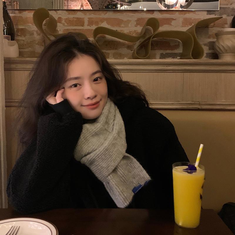 Cross Short Scarf For Women Winter Warm Wool Knitted Scarf Student Korean Style Couple Style All-Match