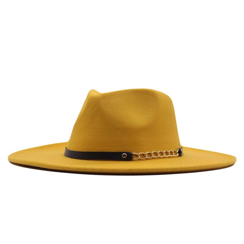 European and American Big-brimmed Jazz Hat, Autumn and Winter Men's and Women's British Woolen Hat, Convex Top Felt Top Hat