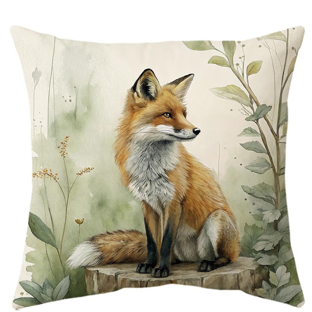 Wildlife-Printed Decorative Pillowcases: Fox, Bear, Deer, and Rabbit Designs Sofa cushion cover home room decoration