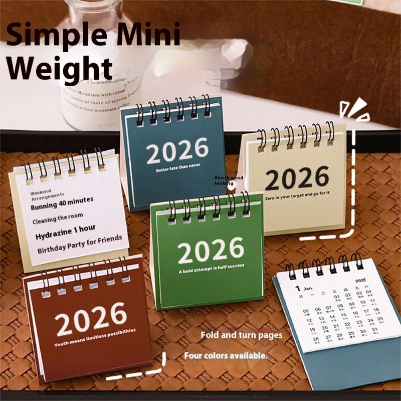 2025-2026 Mini Simple Calendar Small Desk Calendar Creative Coil Calendar Planner Desktop Decoration Office Stationery