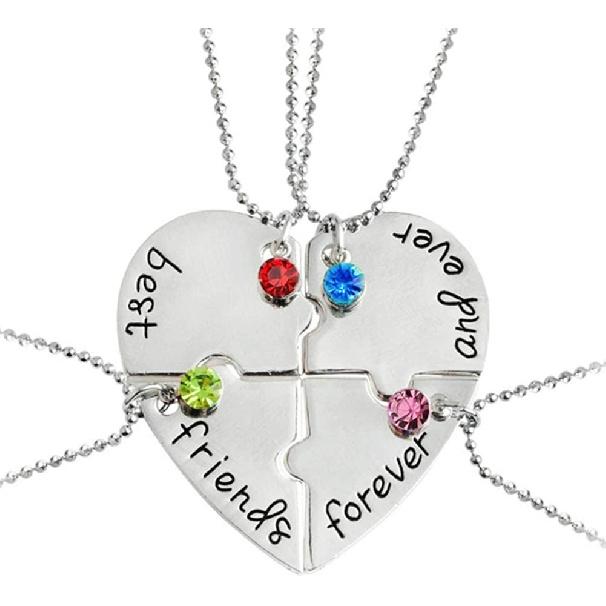 SIVITE Best Friends Forever and Ever Necklace with Crystal Broken Heart Charm Pendant Set Friendship Necklace