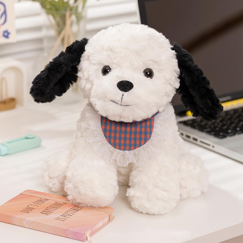 

25 см имитация щенка с нагрудником, реалистичная пушистая собака, мягкая кукла, милые игрушки, забавный декор для домашней вечеринки, подарок на день рождения для детей 25cm белый