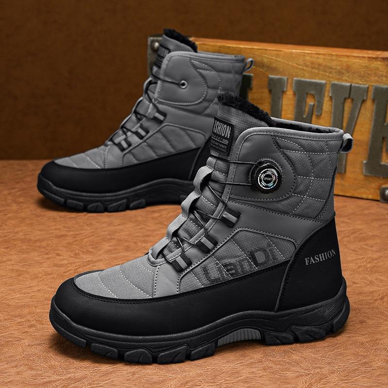 Winter Men's Boots High Top Cotton Shoes Plush Warm Snow Boots Non-slip Hiking Boots for Men Winter High Top Sneakers