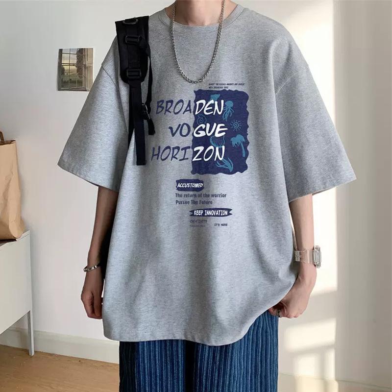 Ανδρικό Καλοκαιρινό T-shirt με Τύπωμα Κοντό Μανίκι - Χαλαρή Εφαρμογή, Στρογγυλή Λαιμόκοψη, Μοντέρνο Σχέδιο