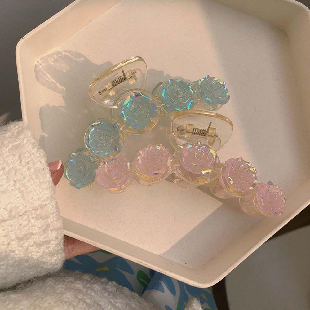 

Flower Shiny Hairgrip Camellia Shark Clip Hair Crabs Clip Korean Ponytail Holder Women Hair Claws