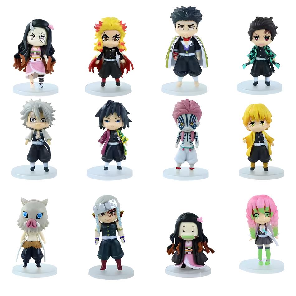 6 Pcs/Set Demon Slayer Q Version Standing Pose Tanjiro Nezuko Figure Pvc Anime Cartoon Ornaments Creative  Model Toy