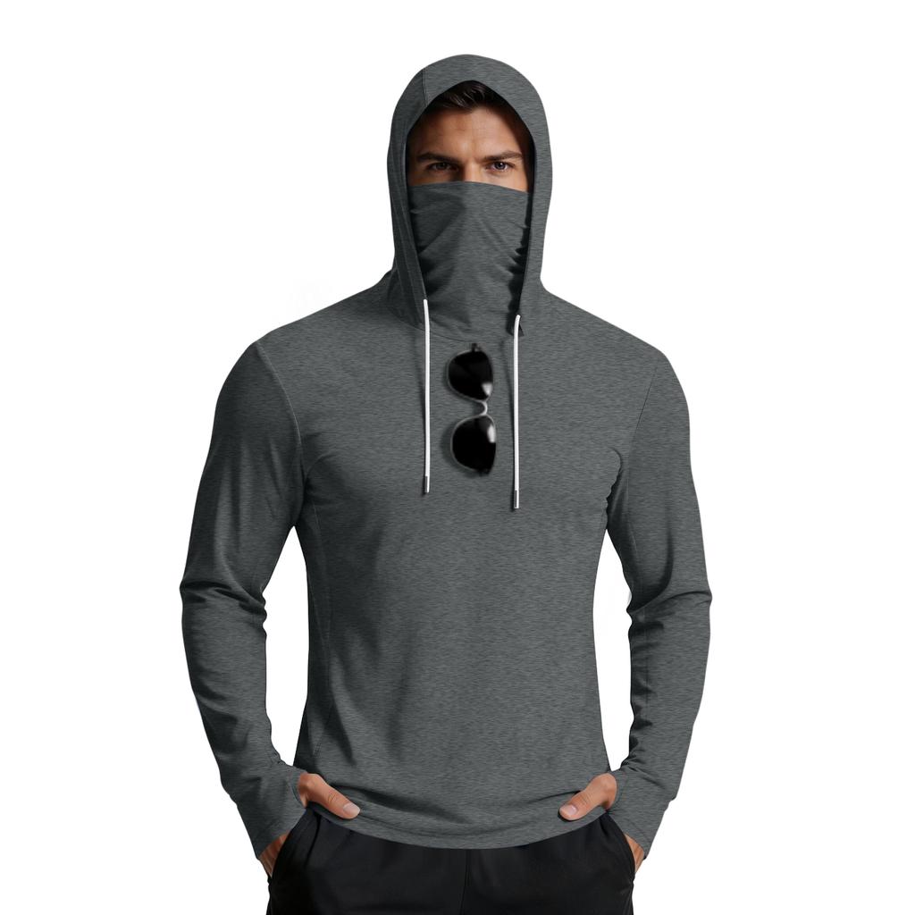 Men Long Sleeve Pullover Hoodie with Adjustable Drawstring Hood Casual Athletic Fit Lightweight Top for Daily Wear