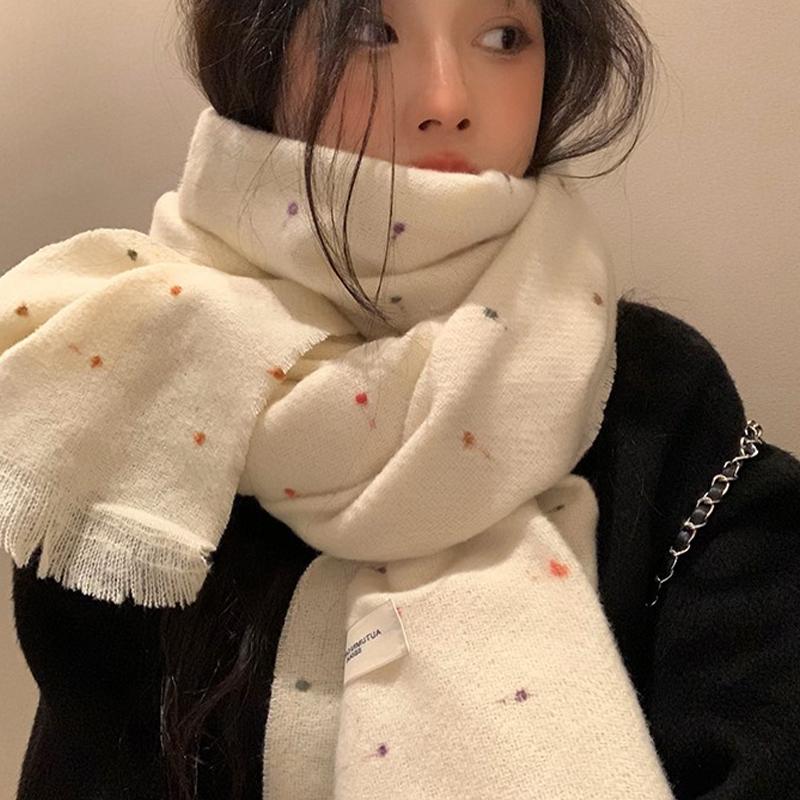 Autumn/Winter Style Women'S Scarf Korean Style Versatile Thickened Shawl Warm Neck Warmer