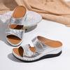 Fashion Women's Sandals Fashion Wedge Heeled Slippers New Women Rhinestone Decor Chunky Platform Sandals Woman Summer Thick Bottom Shoes