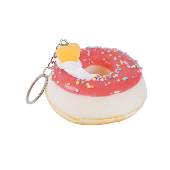 Keychain Pendant Donut Shape Soft Elastic Feel Quick Rebound Squeeze Toy Safe PVC Stress Relief Fidget