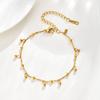 Minimalist Dangling Ball Charm Chain Bracelet 18K Gold Plated Stainless Steel Adjustable Size Daily Wear Jewelry for Female