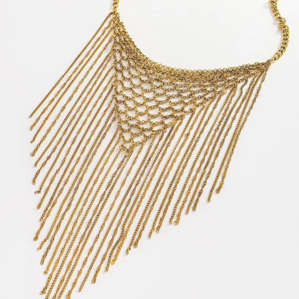Zinc Zinc Zinc Alloy Multi-Layer Tassel Necklace Non Tarnish Multi Strand Chain Necklace Light Luxury Style