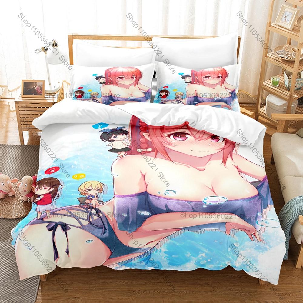 Rent-A-Girlfriend Chizuru Duvet Cover Set 1 Quilt Cover + 2 Pillowcases Soft Microfiber Rom-Com Anime Bed Linen