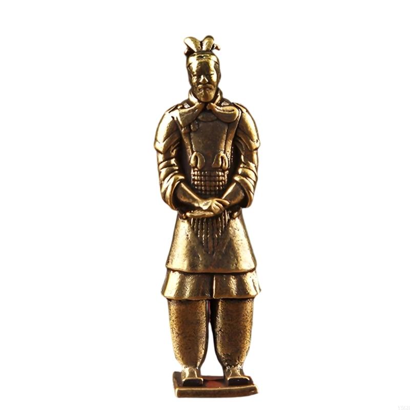 Terracotta Soldier Figurine Decors Brasses Miniature Chinese Soldier Ornament for Desk Shelf Study Room Office Display and Y5GB