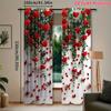 Red Rose Printed Curtains Pole Bag Design Privacy Protection Suitable Decorating Various Scenes Set Of 2 Made Polyester