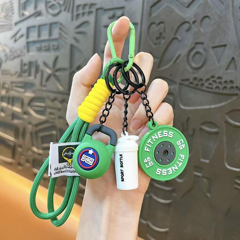 Fitness keychain Sports exquisite keychain bag pendant Men's and women's backpack pendant ins wind fitness dumbbell pendant