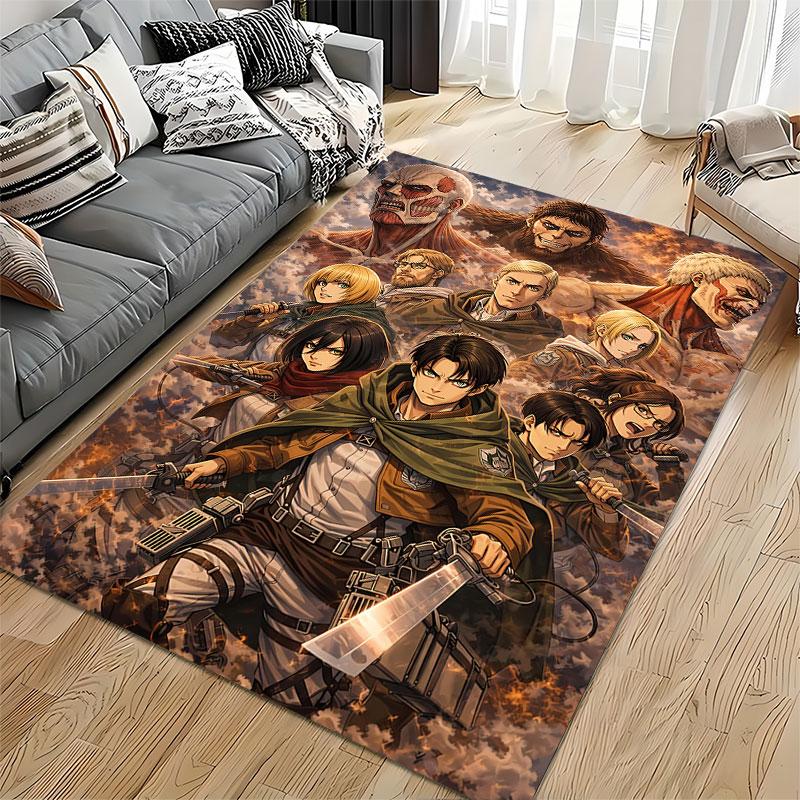 Anime Warriors Epic Battle Scene suitable as a non-slip mat for the living room or bedroom sofa