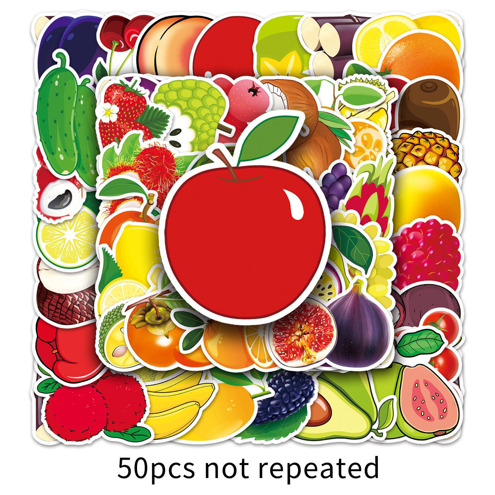 

50pcs Fruit Cartoon Stickers for Suitcase, Laptop, Car - Trendy Plant and Graffiti Designs