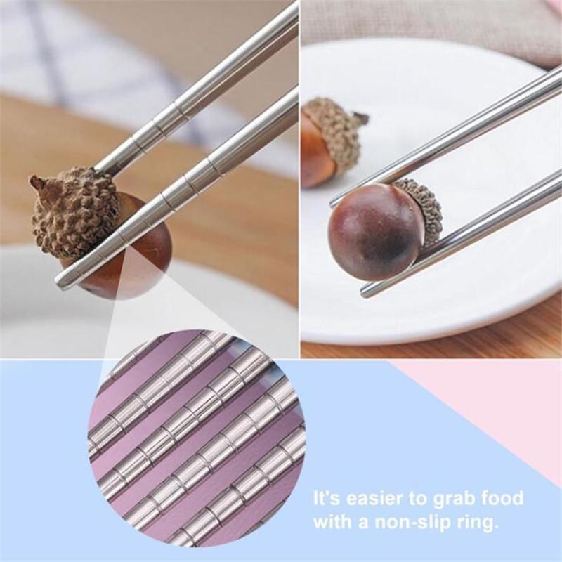 4 Pairs/set 304 Stainless Steel Chopsticks, Reusable Multicolor Chopsticks Safe Metal Chopsticks Non Slip Square Chopsticks