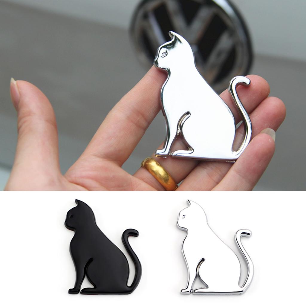 QEZEZA Car Sticker, 3D Metallic Texture, Stylish, Cute, Cat Emblem, Car Sticker, Decal, Cat