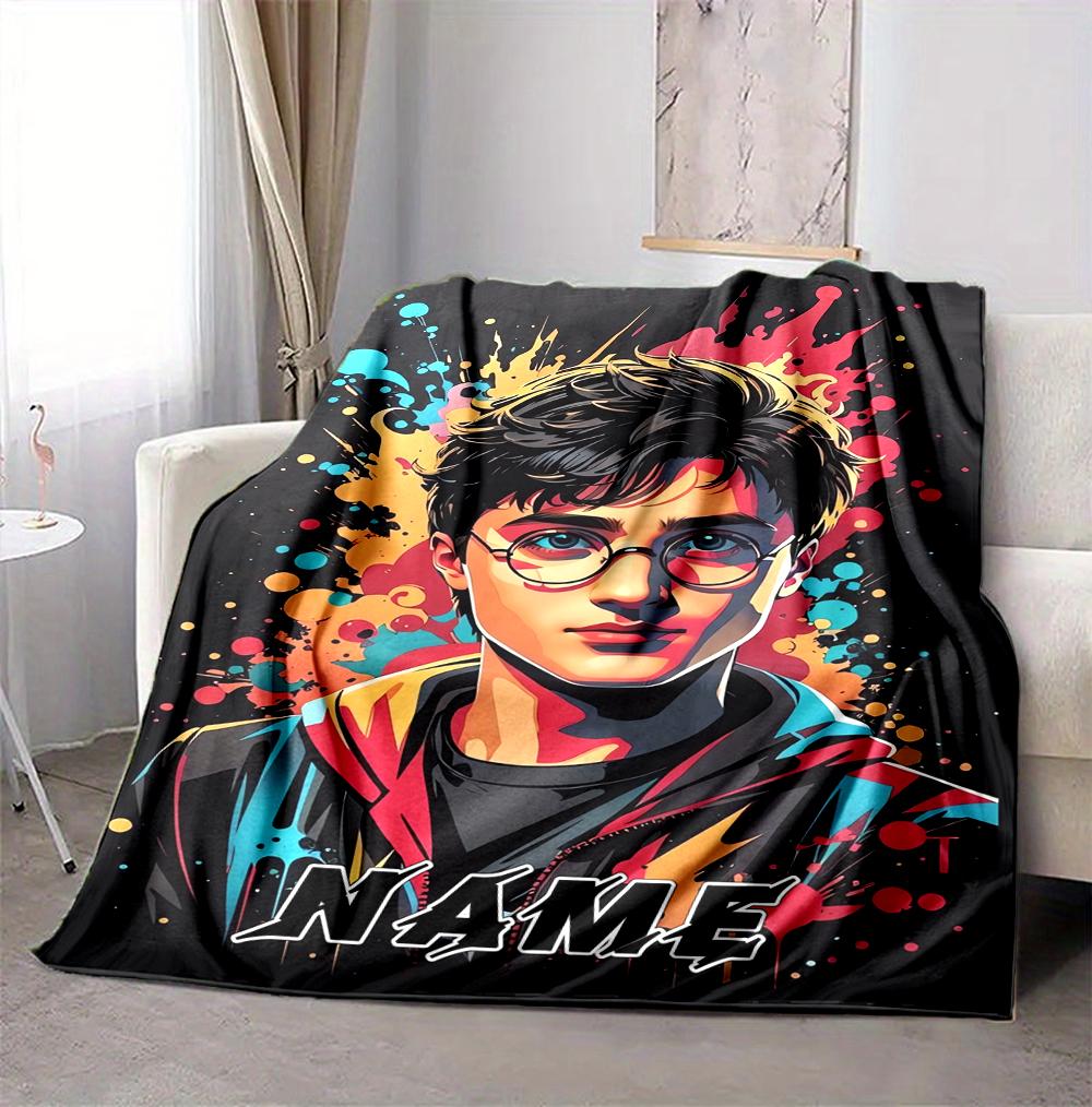 Custom Name Harry Potter Flannel Blanket Throw Blanket Soft Warm Sofa Bed Home Decor Unique Gift
