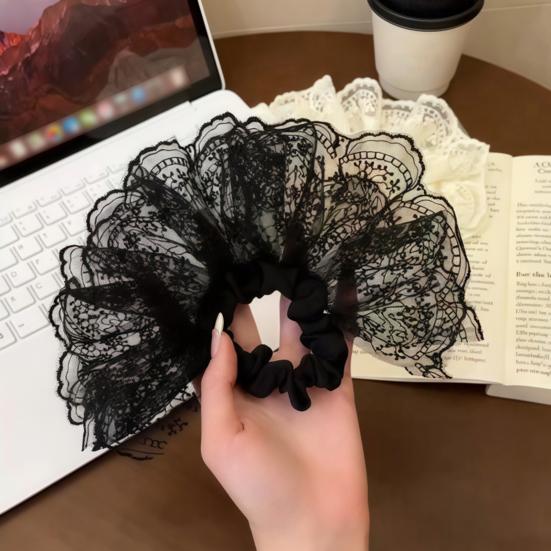 Hair Tie High Elasticity Non-Stretching Double-Layer Lace Korean Style Oversized Skirt Design Hair Rope Buns Ponytails Hair Accessories