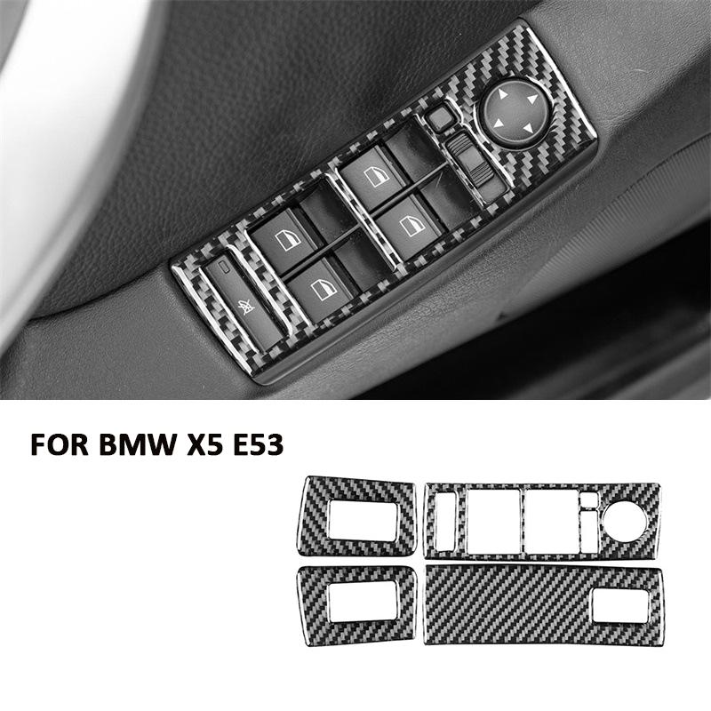 

Carbon Fiber Car Window Power Lifter Switch Buttons Panel Trim Frame Decoration Sticker For BMW X5 E53 2000-2006 Interior Parts чорний