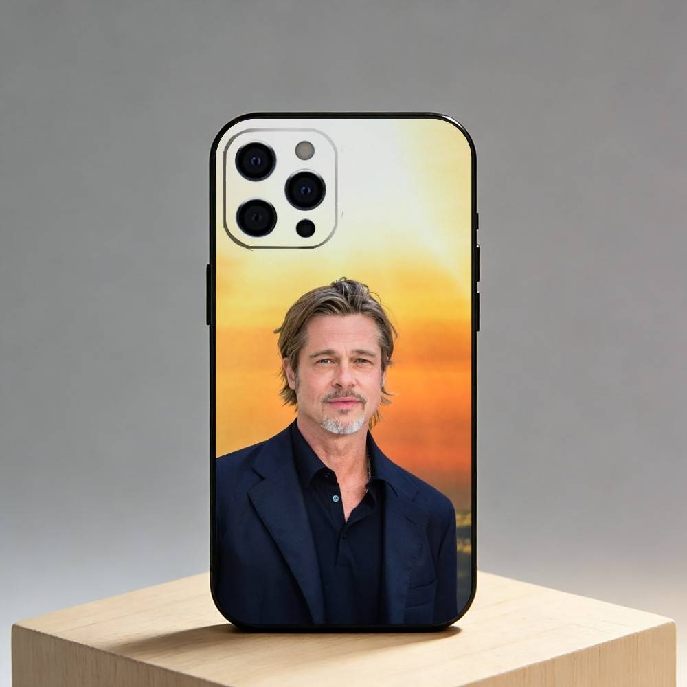 B-Brad P-Pitt Phone Case For iPhone17,16,15,14,13,12 Plus,Max Soft Silicone Black Cover iPhone12PRO