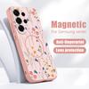Magnetic For Magsafe Case For Samsung Galaxy S26 Ultra S25 Edge S24 Plus S23 FE S22 A54 A55 A56 5G Cartoon Flower Garden Print Matte Cover