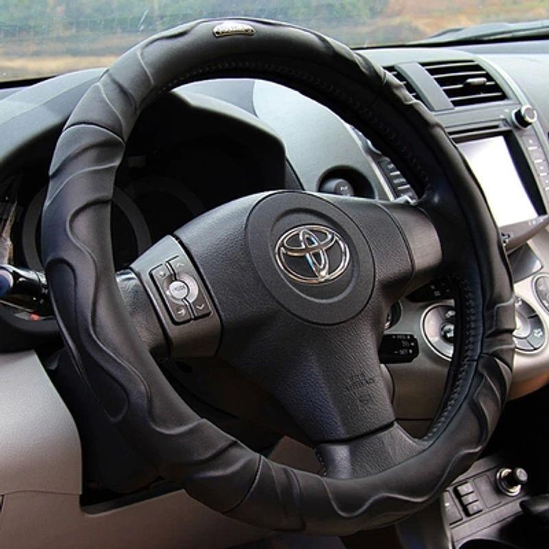 

Master You Car Steering Wheel Cover Sheepskin 3D Three-Dimensional All Year Round Leather Steering Wheel Cover Car Handle Cover Small Size 36cm Black