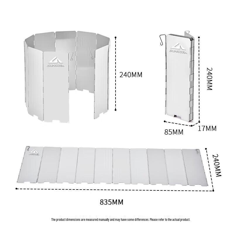 10Pcs Camping Wind Shield for Gas Stove, Foldable Aluminum Wind Screen with Storage Bag