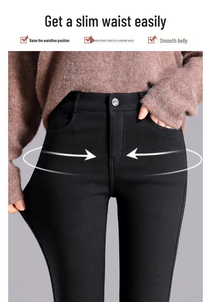 Women's Fleece-Lined Winter Leggings, High-Waisted Slimming Skinny Pants, Plus Size for Curvy Women, Warm and Cozy.
