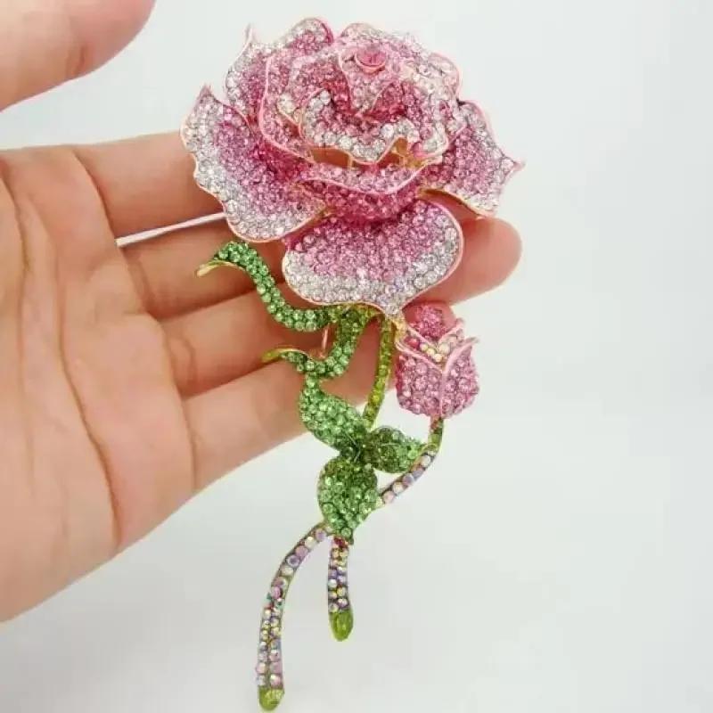 Exquisite Full Zircon Big Flower Pin Brooch Luxury Crystal Flower Brooch Fashion Bridal Wedding Dress Pin Accessories