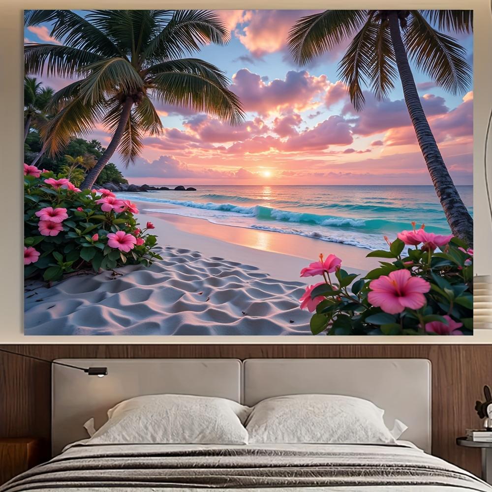 VIKAMA Tropische Zonsondergang Strand Wandkleed Art Deco Woonkamer Bank Kenmerkende Muur Guesthouse Wanddecoratie