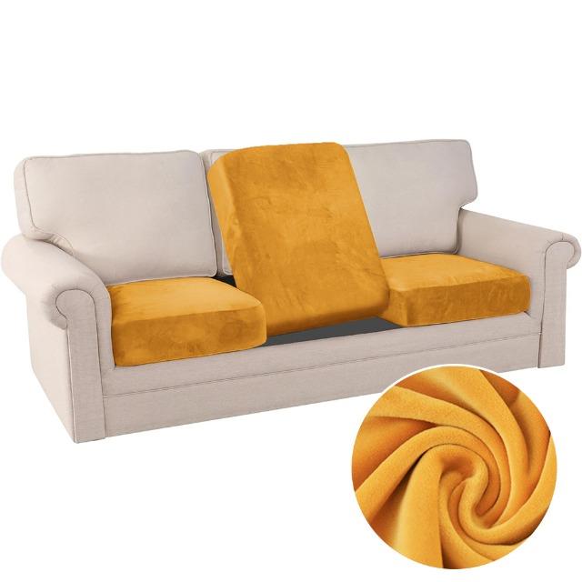 Velvet Soft Sofa Seat Covers Pure Elastic L-shaped Cushion Cover Dustproof for Home Living Room Office Hotel Washable Anti-dirty