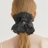 Halden Lace Frill Logo Pendant Scrunchie (H012_black)