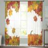 Autumn Leaves And Pumpkins Sheer Window Curtains For Living Room Bedroom Modern Voile Tulle Curtains Fabric Drapes For Kitchen