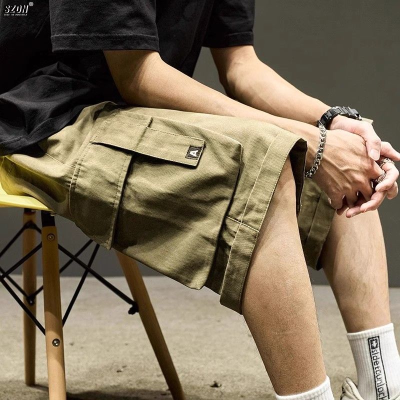 

Чоловічі шорти літні американського стилю штани п ять чвертей вільні плюс чоловічі функціональні штани міді з багатьма кишенями 4XL хакі