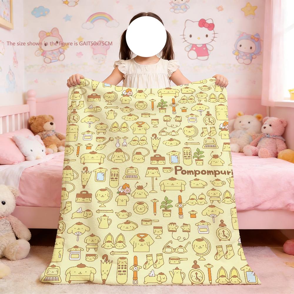 P-PomPom Purin Niedliche Cartoon-Decke für Weiche Überwurfdecke für Picknick Bett Sofa Zuhause Schlafzimmer Gemütlich Warm Bequem