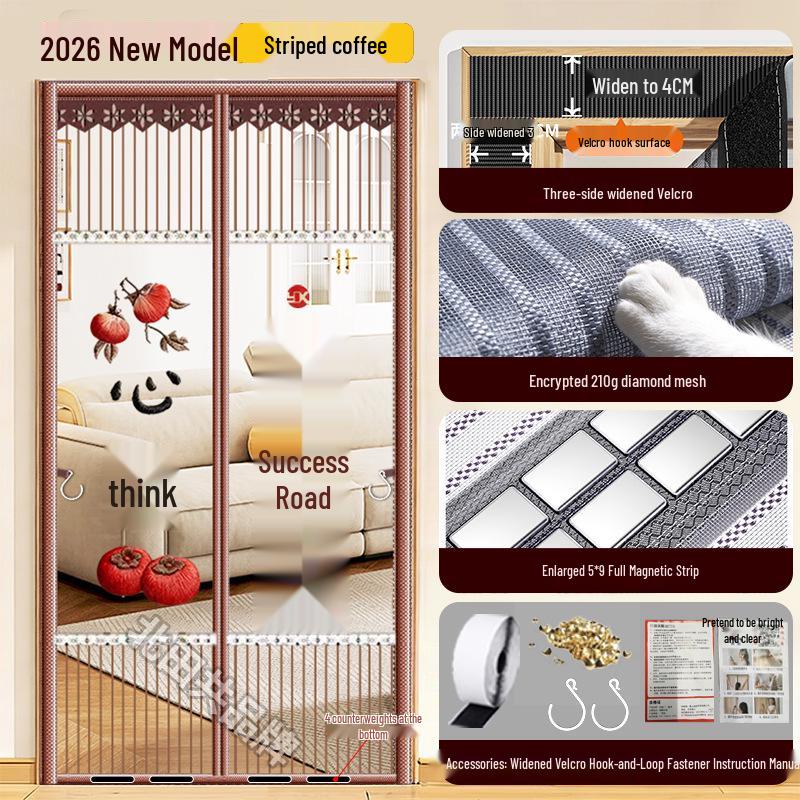 Steel Wire Mesh Magnetic Anti-Mosquito Door Curtain for Summer - Self-Adhesive, No Drilling Required
