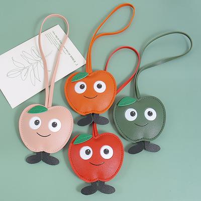Pingente de Bolsa de Maçã de Natal Original Artesanato em Couro PU Pequeno Presente Decoração de Bolsa Feminina Boneca Pequena