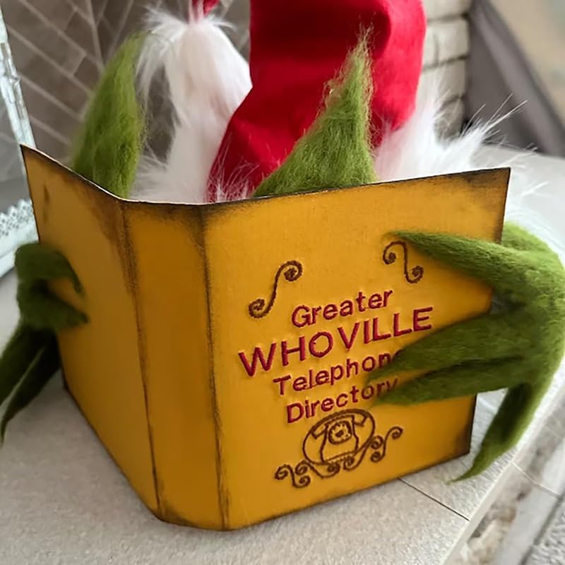 Christmas Tree Topper Classic Green Monster Hiding Behind Book Treetop Decoration for Christmas Tree Decorations Xmas Holiday Party Favor (Tree