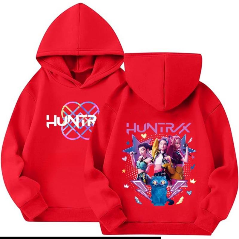Kids Hoodies & Sweatshirts Kpop Hunters Witch Hunter Group Pattern Children's Girl Pocket Hoodie Sweatshirt